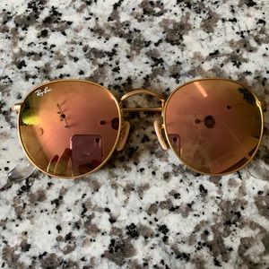 RB3447 Gold Round Copper Flash RayBans